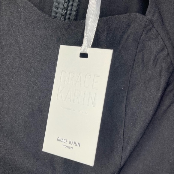 Grace Karin NWT Black Cap Sleeve Bodycon Dress with Cutout Neckline Size Medium - Picture 6 of 8